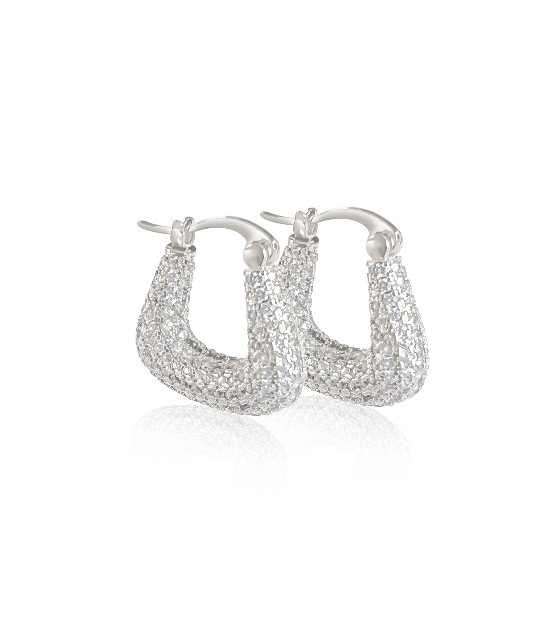 CHLOE SQUARE PAVÉ HOOPS | SILVER