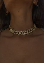 Load image into Gallery viewer, LARGE GOLD ICY CUBAN LINK CHOKER
