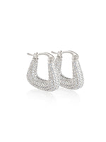 Load image into Gallery viewer, CHLOE SQUARE PAVÉ HOOPS | SILVER
